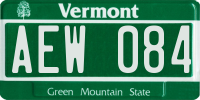 VT license plate AEW084