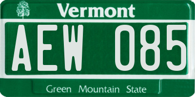 VT license plate AEW085