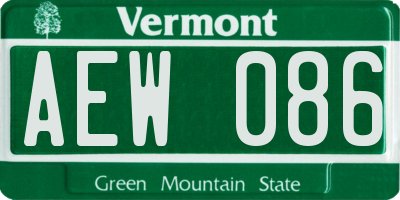 VT license plate AEW086
