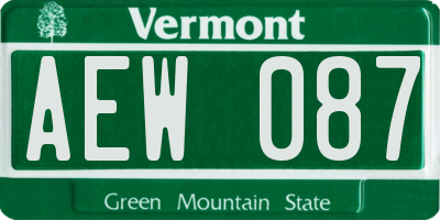 VT license plate AEW087