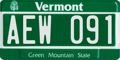 VT license plate AEW091