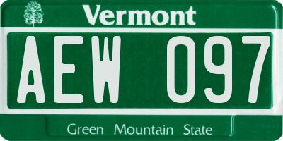 VT license plate AEW097