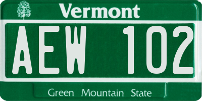 VT license plate AEW102
