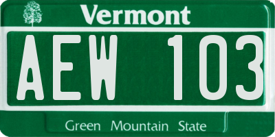 VT license plate AEW103