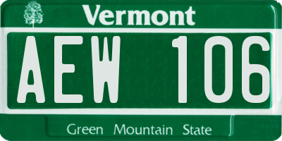 VT license plate AEW106