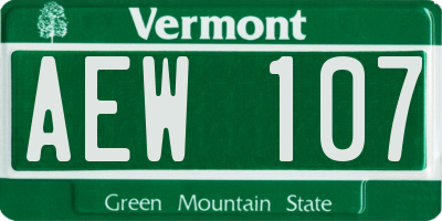 VT license plate AEW107