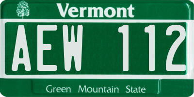 VT license plate AEW112