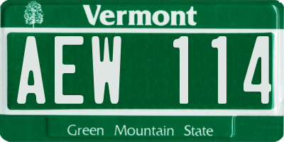 VT license plate AEW114