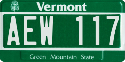 VT license plate AEW117