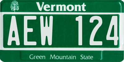 VT license plate AEW124