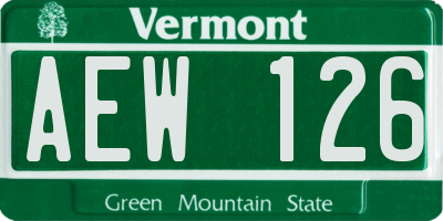 VT license plate AEW126