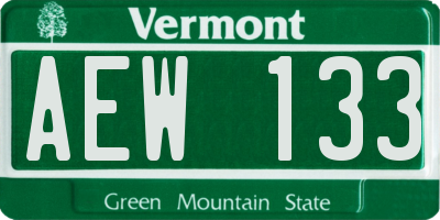 VT license plate AEW133