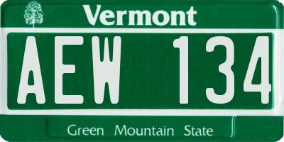 VT license plate AEW134