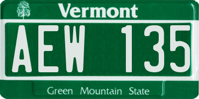 VT license plate AEW135