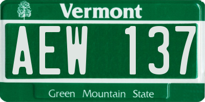 VT license plate AEW137