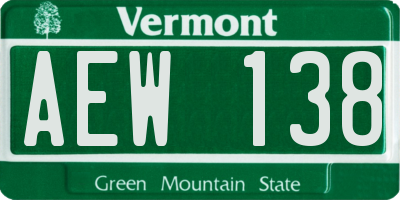 VT license plate AEW138
