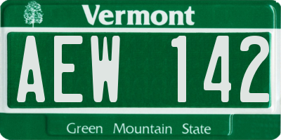 VT license plate AEW142