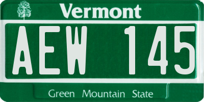 VT license plate AEW145