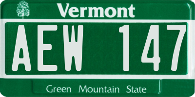 VT license plate AEW147