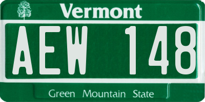 VT license plate AEW148