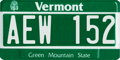 VT license plate AEW152
