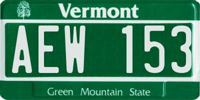 VT license plate AEW153
