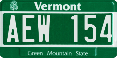 VT license plate AEW154