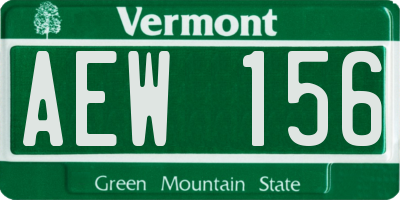 VT license plate AEW156