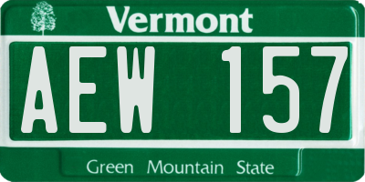VT license plate AEW157