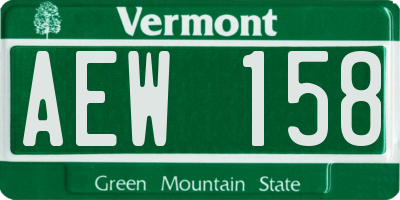 VT license plate AEW158