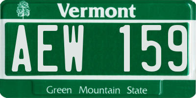 VT license plate AEW159