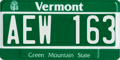 VT license plate AEW163