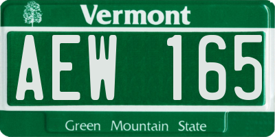 VT license plate AEW165