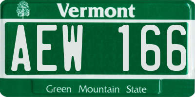 VT license plate AEW166