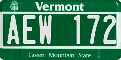 VT license plate AEW172