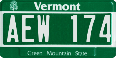 VT license plate AEW174