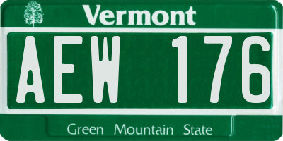 VT license plate AEW176