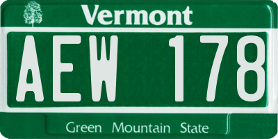 VT license plate AEW178