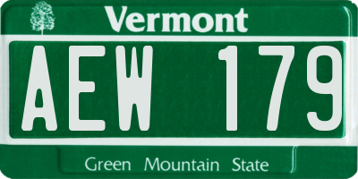 VT license plate AEW179