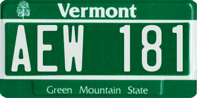 VT license plate AEW181