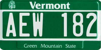 VT license plate AEW182