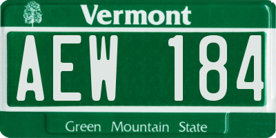 VT license plate AEW184