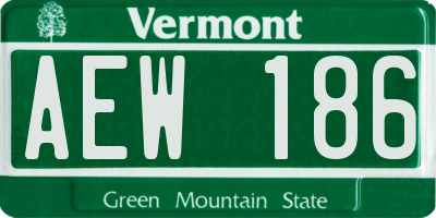VT license plate AEW186
