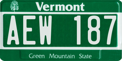 VT license plate AEW187