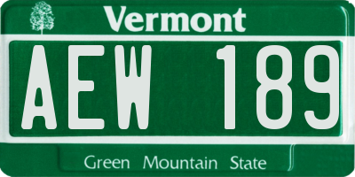 VT license plate AEW189