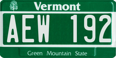 VT license plate AEW192