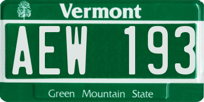 VT license plate AEW193