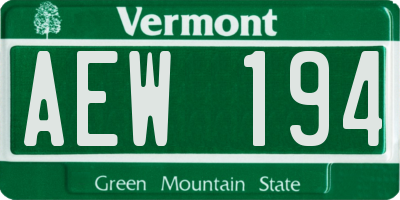 VT license plate AEW194