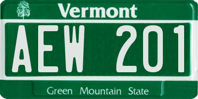 VT license plate AEW201