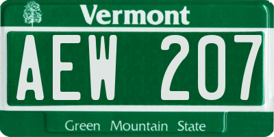 VT license plate AEW207